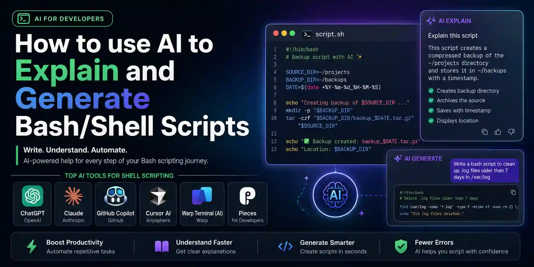 Using AI tools like Claude and ChatGPT to explain and generate Bash and shell scripts in 2026
