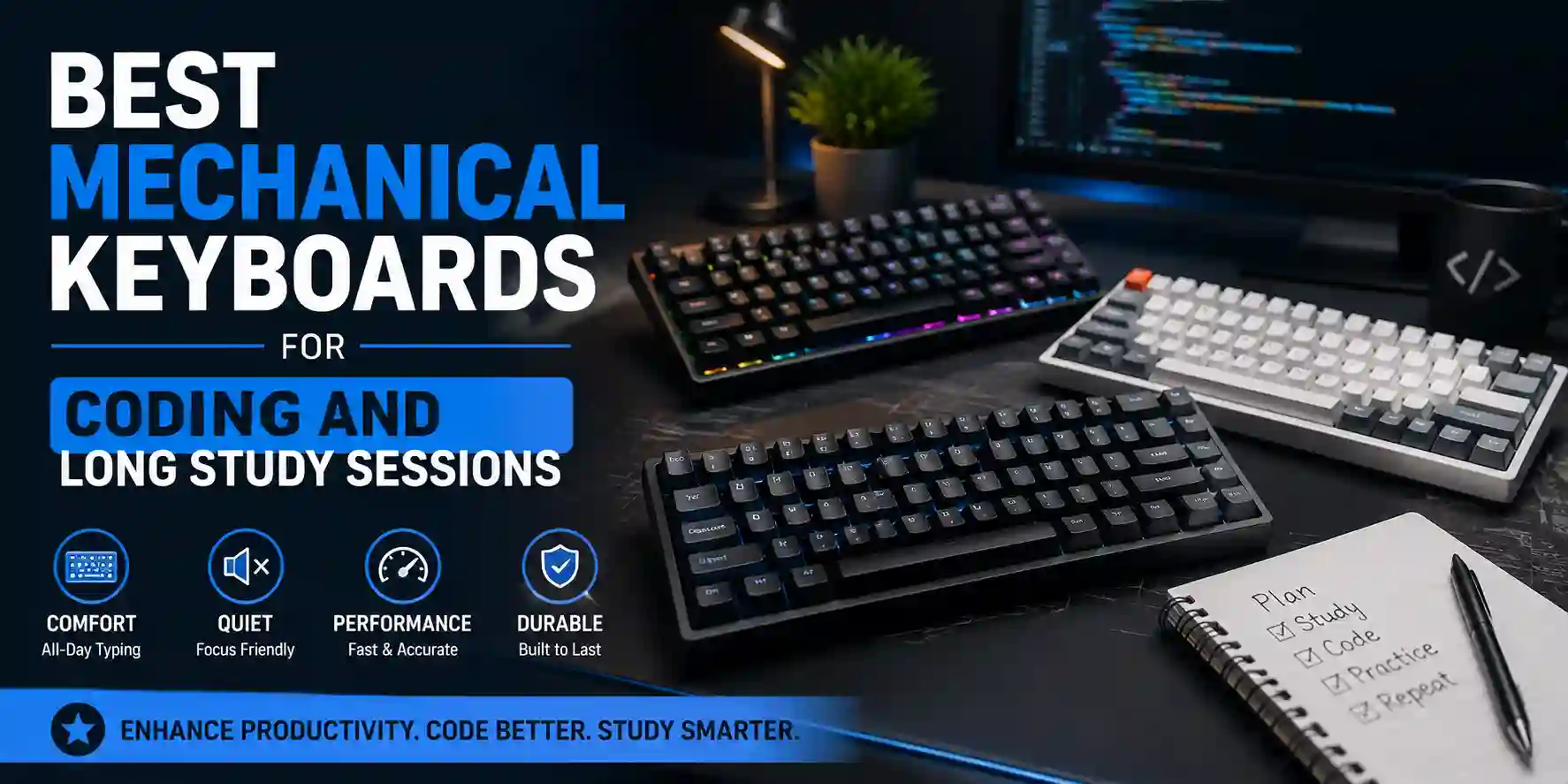 Best mechanical keyboards for coding and long study sessions in 2026 — Keychron K2, Royal Kludge RK84, Redragon K673 Pro compared